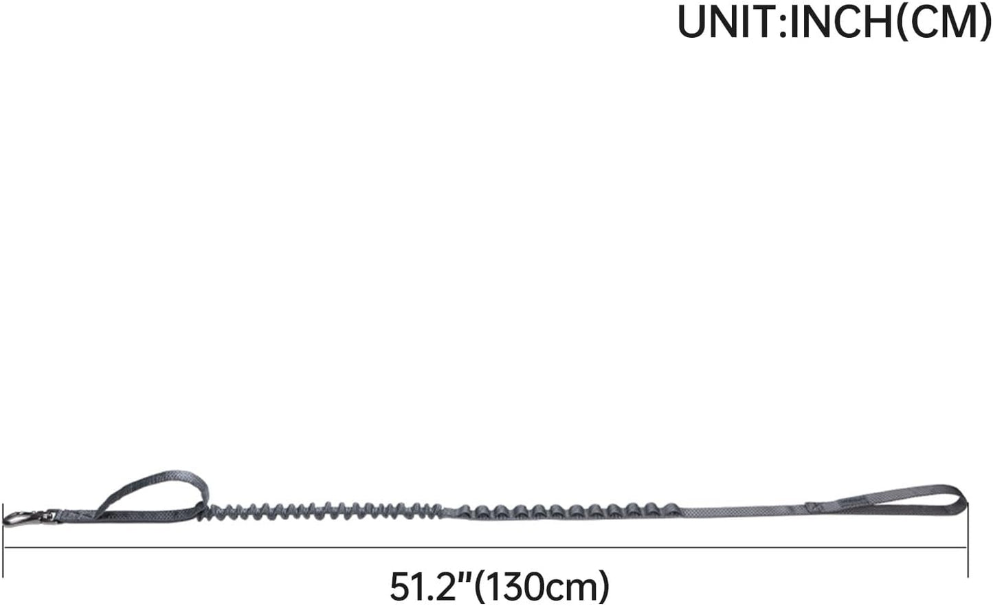 EXCELLENT ELITE SPANKER Tactical Bungee Dog Leash Military Adjustable Dog Leash Quick Release Elastic Leads Rope with 2 Control Handle(Grey