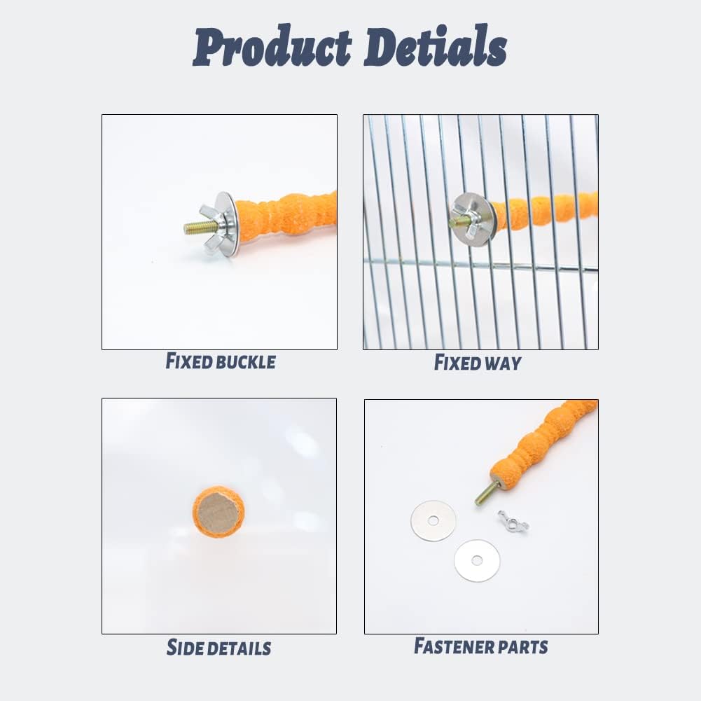 Litewoo Bird Perch Paw Beak Grinding Stick Grit Stand for Parrot Budgies Parakeet Cockatiels Conure Finch Random Color(7.09inch/18cm)