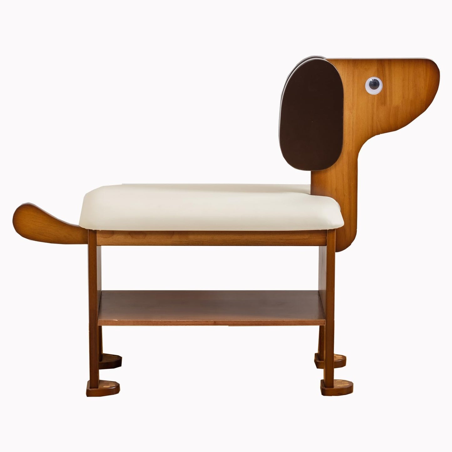 latifolia Puppy Shoe Bench, 2-Tier Solid Wood Entryway Organizer, Cute Pet-Shaped Shoe Bench for Hallway & Living Room,(23.62 inch)