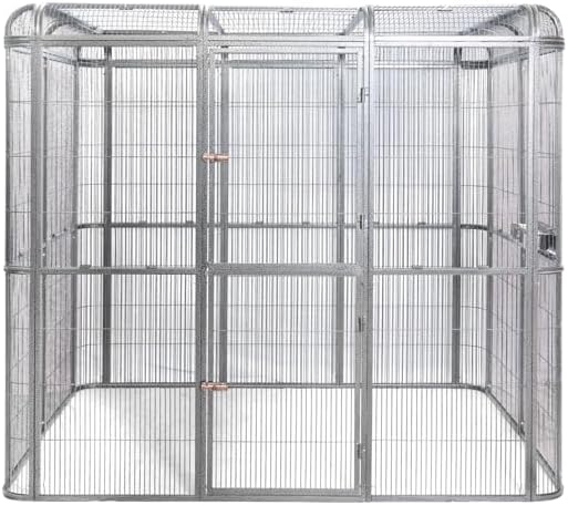 SENY Heavy Duty Large Walk-in Bird Aviary Cage, 79H x 86W x 62D inches, for Parrots, Macaws, Cockatoos, Reptiles, Dogs, Birds Flight Cage. (Silver Black, Wire Size: 0.20")