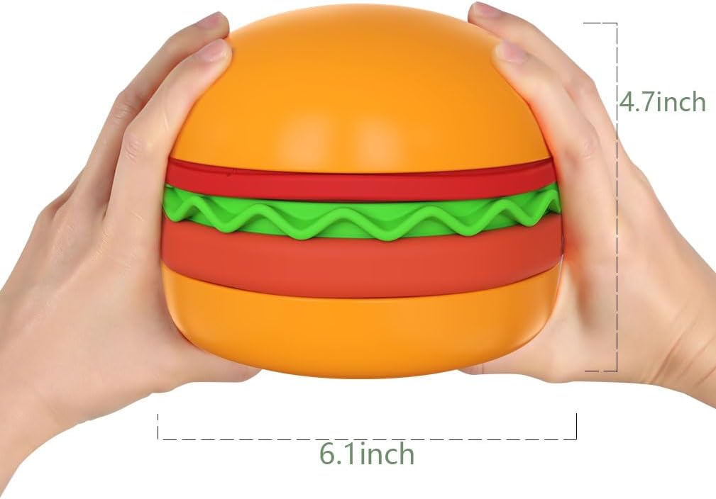 Multiple Use Pet Feeding Set, Cute Hamburger-Shaped, 5 Stackable Bowls for Small Dogs and Cats, Anti-Choking Slow Food Feeder, Raised Bowls, Travel Cat Bowls