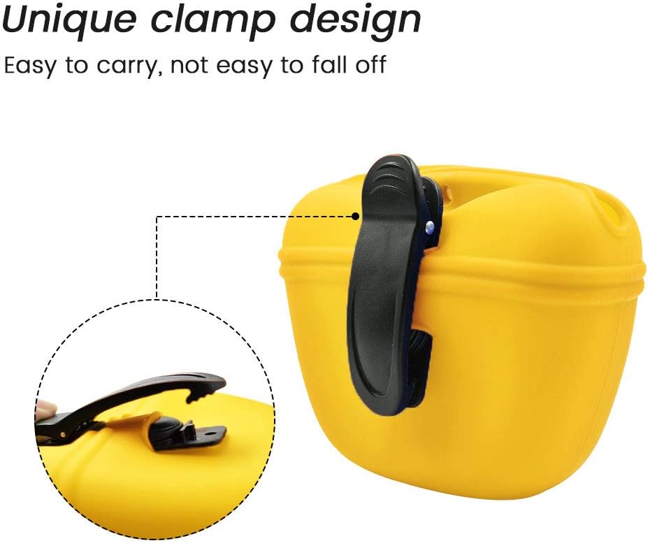 AUDWUD Silicone Dog Treat Pouch,Clip on Portable Training Container,Convenient Magnetic Buckle Closing and Waist Clip,No BPA
