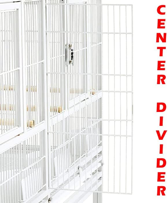 Single/Double/Triple Stackable Center Divided Breeder Breeding Bird Flight Double Rolling Cage for Aviaries Canaries Cockatiels Lovebirds Finches Budgies Small Parrots (White, Triple)