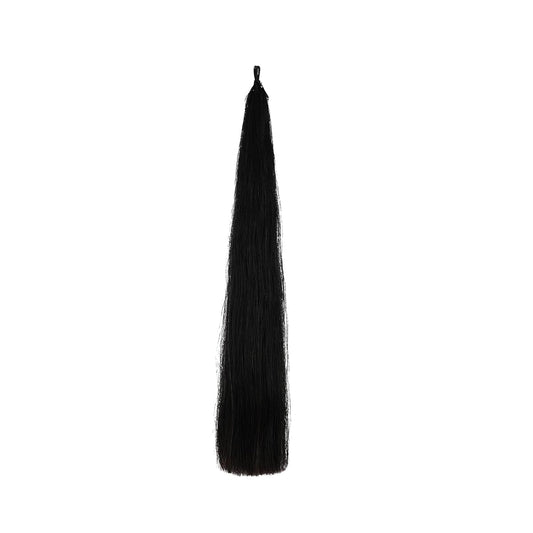 Horse Tail Extensions with Natural Loop Top, Blunt Cut Bottom, 3/8 LB 28-30 Inches Long (Jet Black)