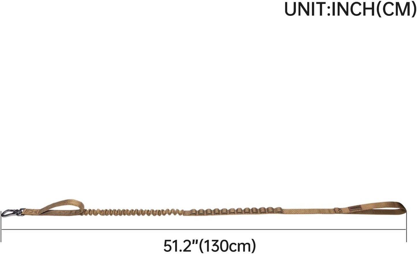 EXCELLENT ELITE SPANKER Tactical Bungee Dog Leash Military Adjustable Dog Leash Quick Release Elastic Leads Rope with 2 Control Handle(Coyote Brown)