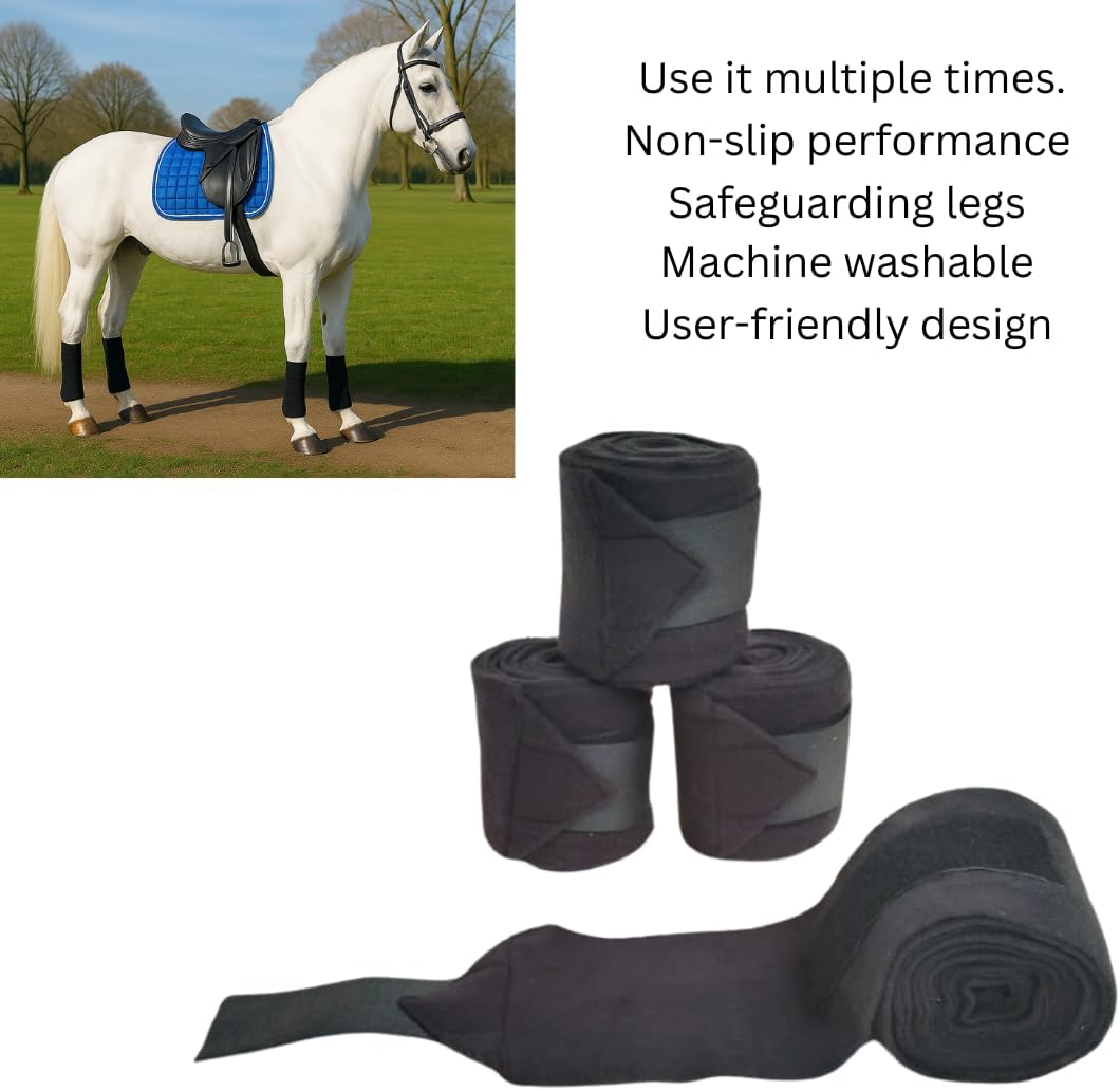 Horse Leg Bandage/Horse Leg wrap (Set of 4) Red, Blue, Navy Blue, and Black (Black)