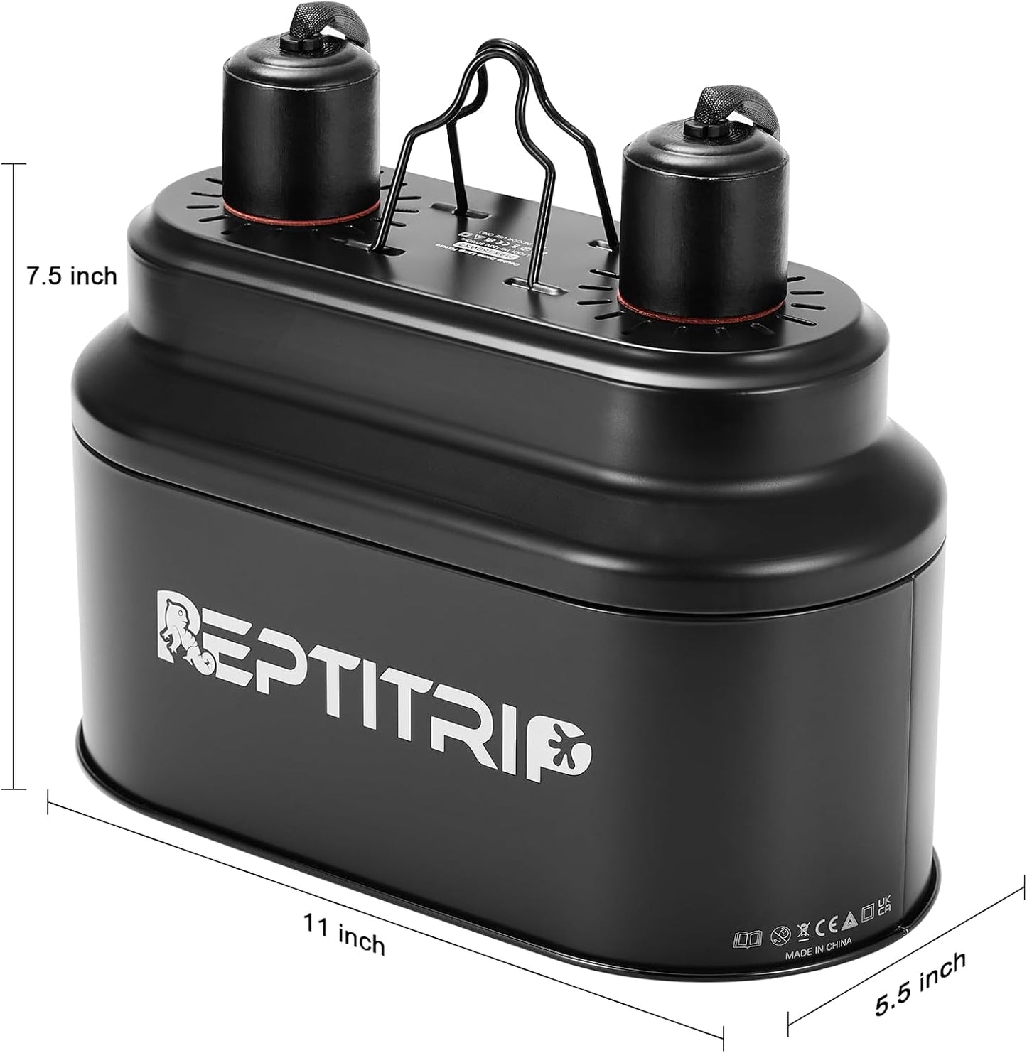 Dual Reptile Lamp Fixture with 100W Daytime Heat & 100W Nighttime Infrared Heat Bulbs, 2 Independent Switches, Reptile Heat Lamp Combo Pack - No UVB