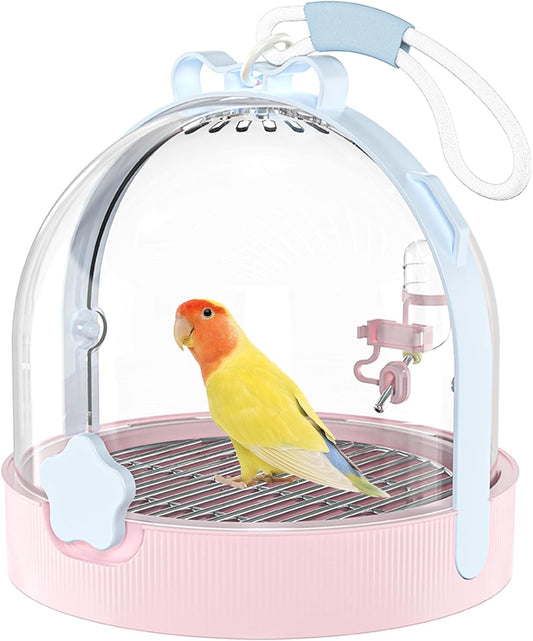 Birdcages,Carriers,Small Bird Travel Cage Carrier, Bird Carry Transport Bag,Small Animal Carrier, Travel Carry-Out Cage with Water Bottle.(Pink)