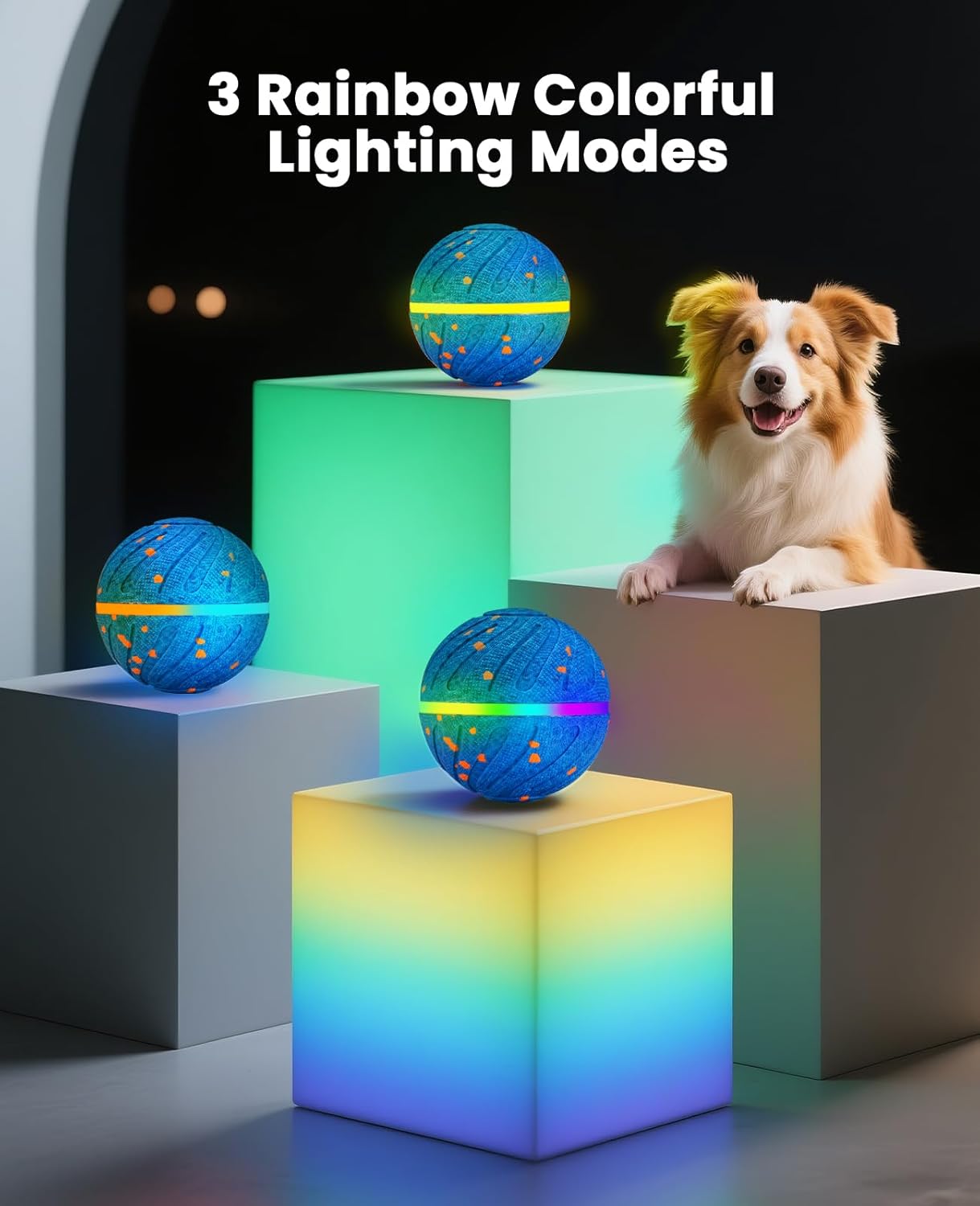 Smart Interactive Dog Balls, Automatic Moving Ball for Medium and Large Dogs, E-TPU New Material, Motion Activated Rolling & Rotating Bouncy Toy for Dog Enrichment & Stimulation