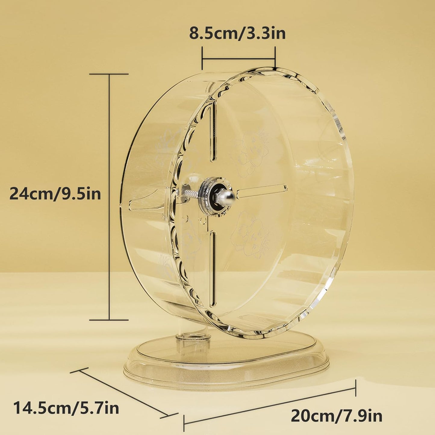 Silent Hamster Wheel – 9.5 Inch Syrian Hamster Running Wheel, Anti-Skid & Height Adjustable, Easy to Clean (9.5inch)