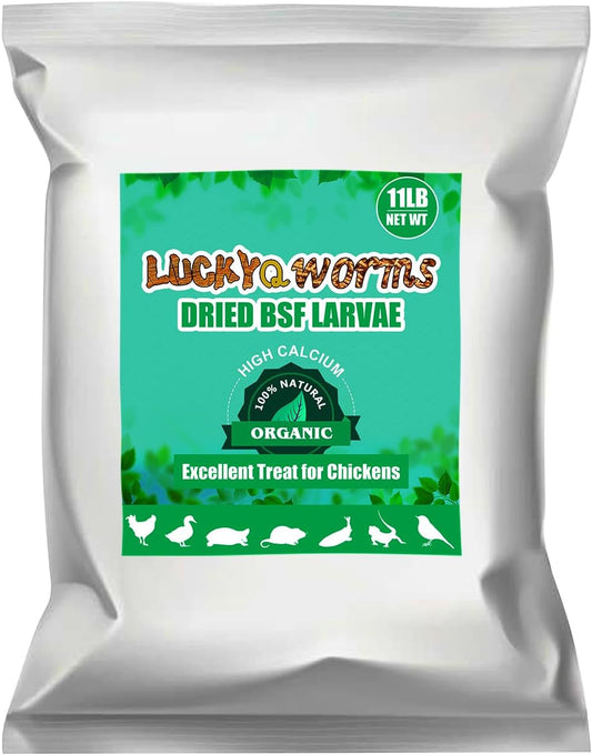 Dried Black Solidier Fly Larvae 11LBS, 85X More Calcium Than Mealworms High-Protein BSF Larvae Chicken Treats Non-GMO BSFL for Chickens, Hens, Ducks, Wild Birds