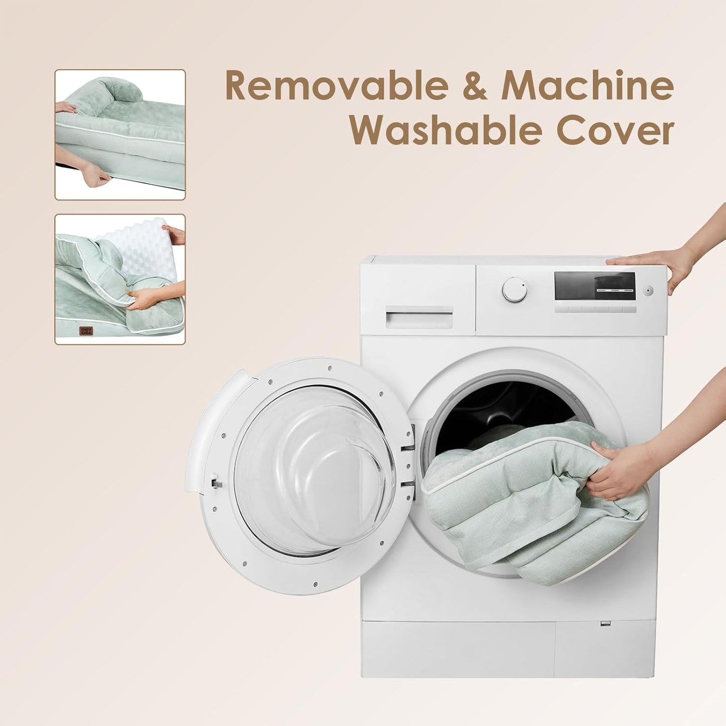 EHEYCIGA Orthopedic Large Dog Bed, Waterproof Memory Foam, Non-Slip Bottom, Sage Green, 41"L x 27"W x 6.5"Th