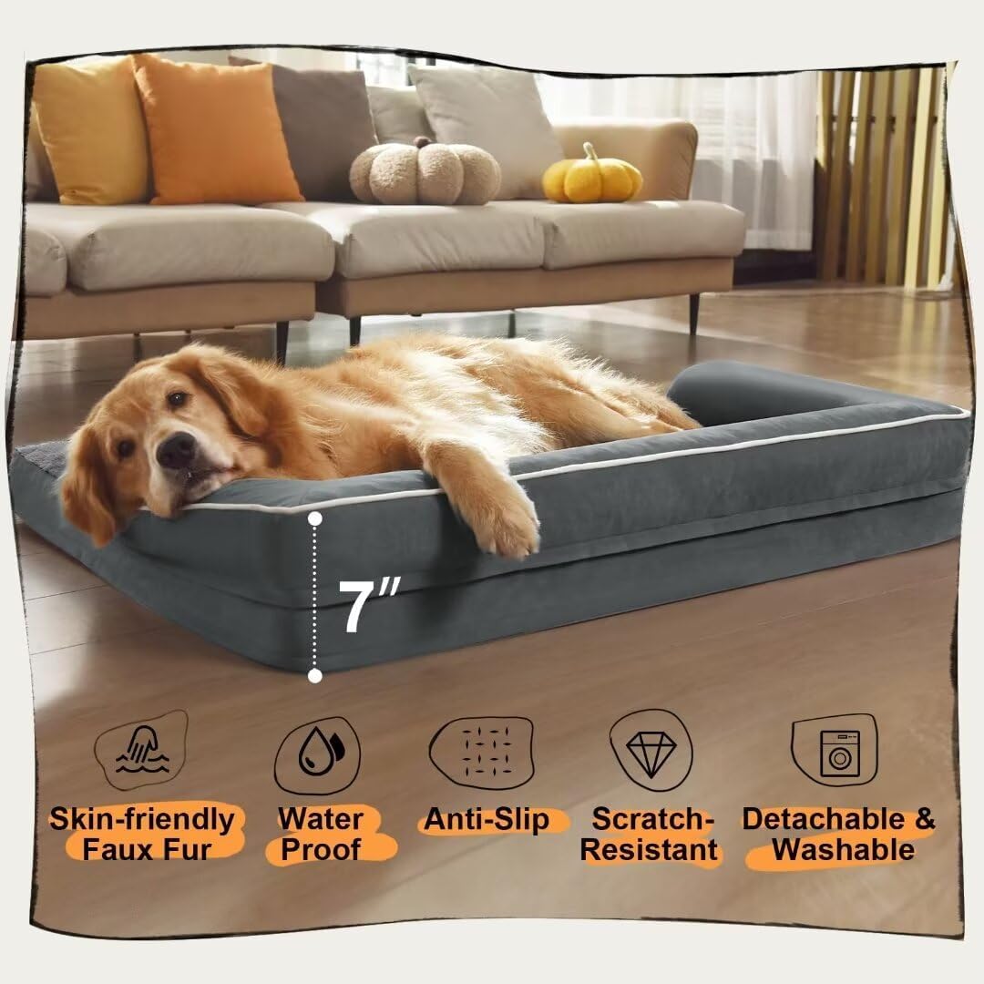 Small Dog Bed Orthopedic Washable Cat Bed Memory Foam Small Couch Sofa Indoor Comfy Pet Beds with Waterproof Removable Cover & Non-Slip Bottom