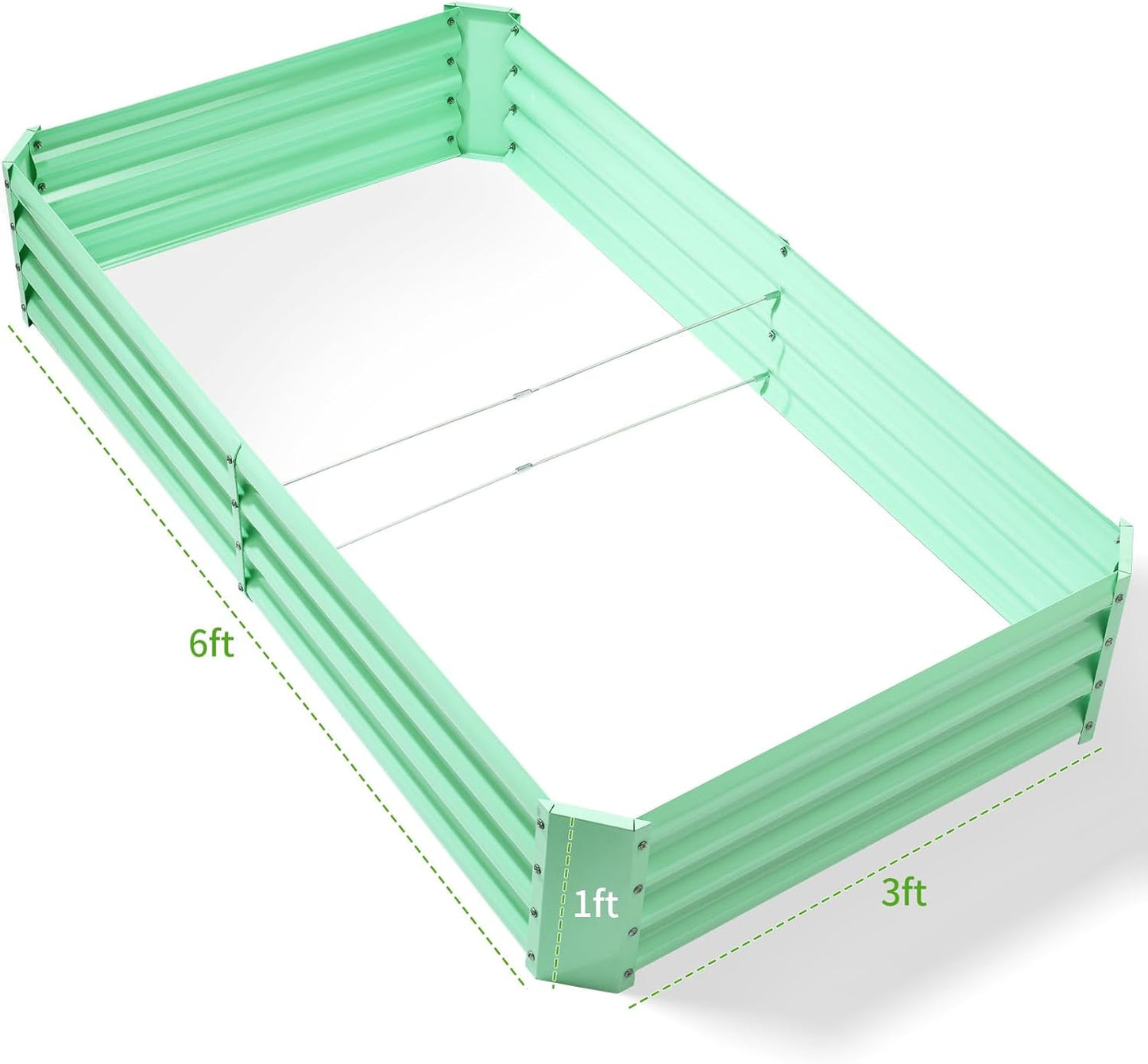 Land Guard 6×3×1ft Galvanized Metal Raised Garden Bed, Metal Planter Kit Box Outdoor for Deep-Rooted Vegetables, Flowers, Green and Herbs (Lime Green)…