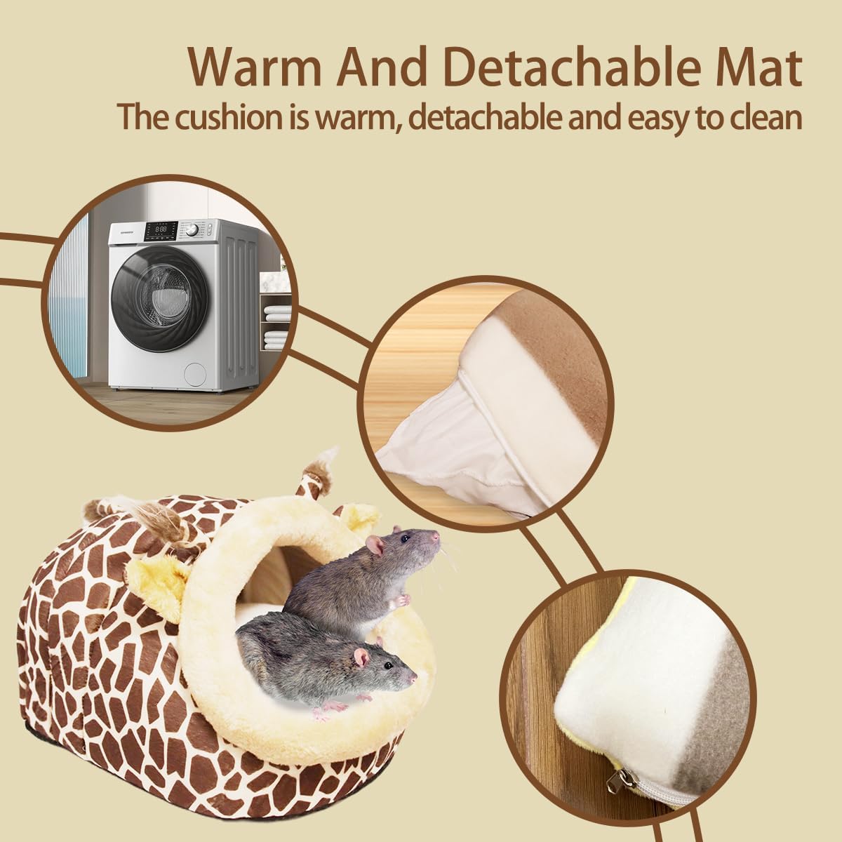 Guinea Pig Rat Bed Hideout for Rat Bearded Dragon Hedgehog Ferret to Sleep and Hide, Guinea Pig Cage Accessories Habitat Décor (Large, 2.Giraffes)