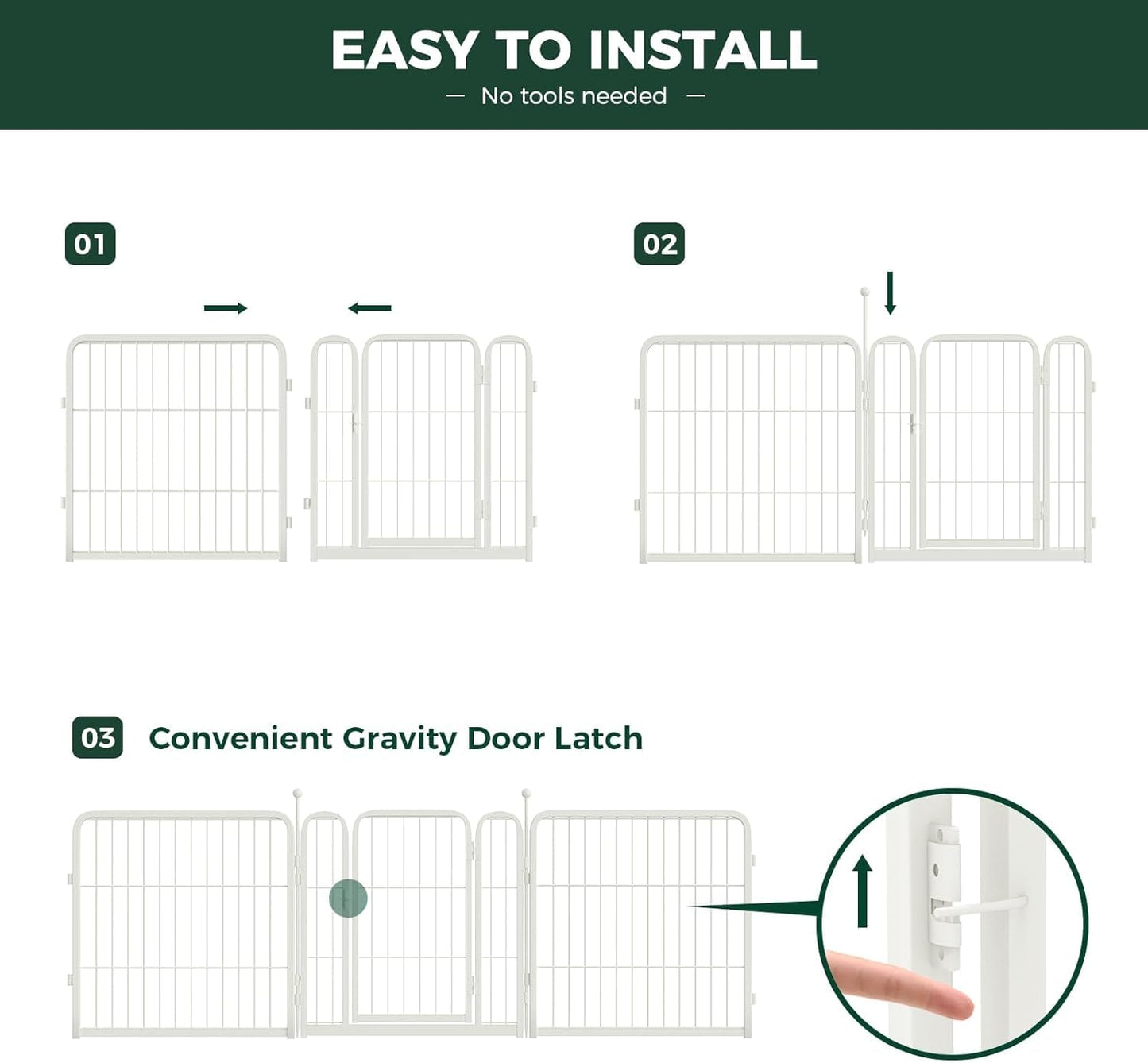 FXW Rollick Unleashed Dog Playpen for Indoor, Yard, RV Camping, 24 inch 48 Panels for Small and Puppy Dogs, White│Patented