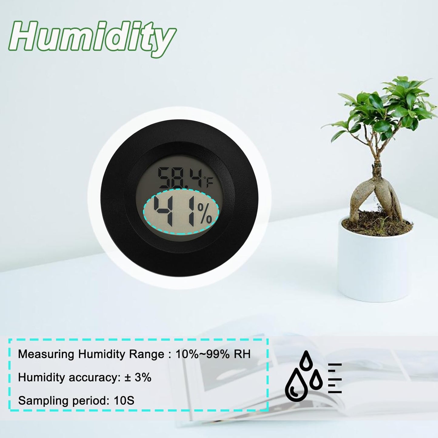 Mini Hygrometer Digital Thermometer Humidity Meter Hygrometer Thermometers Indoor/Outdoor Humidity Monitor Reptile Thermometer for Humidors Greenhouse Garden Cellar Fahrenheit(℉)/ Celsius(℃) 4 Pack