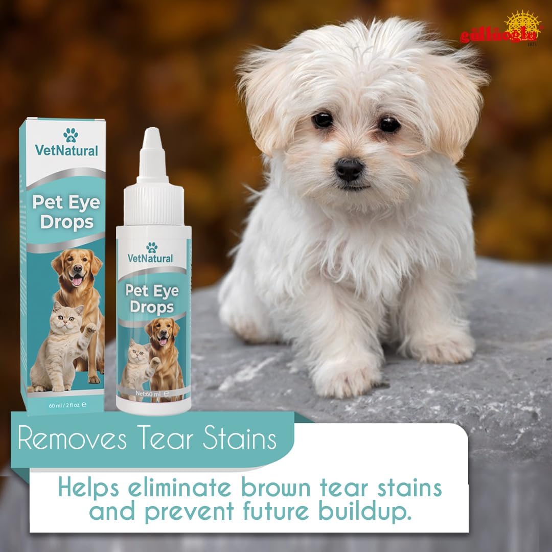 GÜLLÜOGLU 60ml Pet Eye Drops & Eye Wash for Dogs & Cats – Fast Relief for Itching, Irritation, Pink Eye & Allergy Symptoms – Gentle, Safe, Natural Formula for All Animals – Large 60ml Bottle