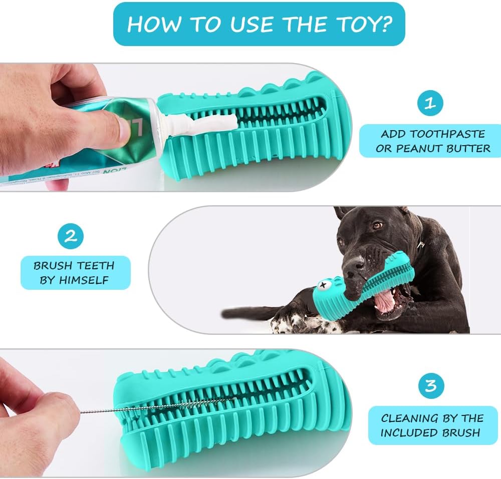 Dog Toys for Aggressive Chewers Large Medium Breed, Indestructible Dog Toothbrush Chew Toys, Squeaky Interactive Tough Extremely Durable, Dogs Toys to Keep Them Busy