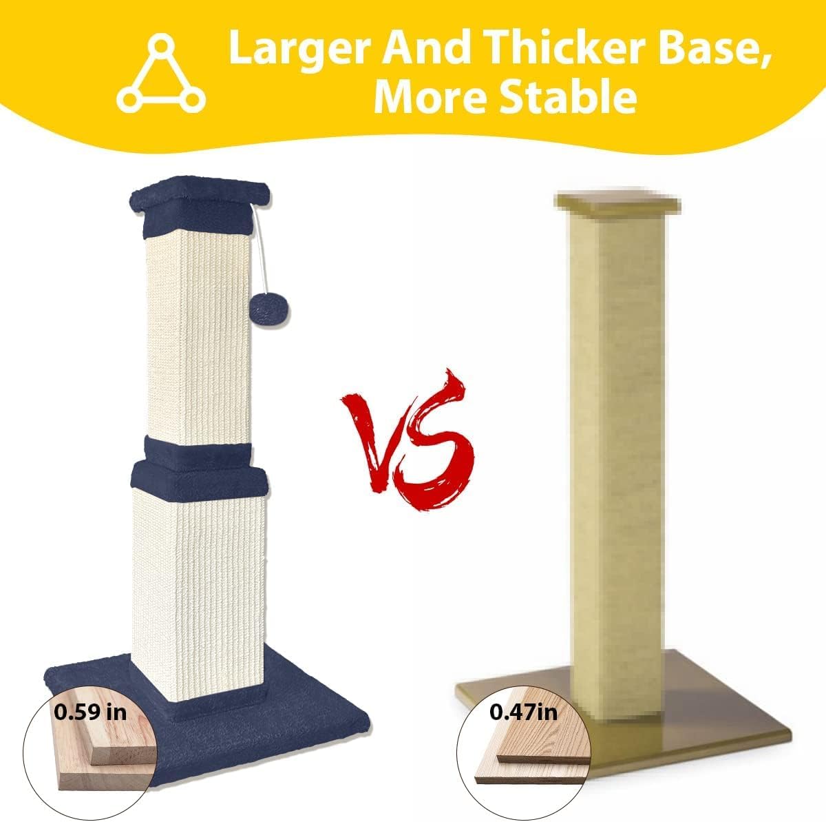 AGYM Cat Scratching Post, 32 Inch Cat Scratch Post for Cats and Kittens, Protect Your Furniture and Exercise Cats, Nature Sisal Modern Cat Scratcher for Indoor Cats, Blue