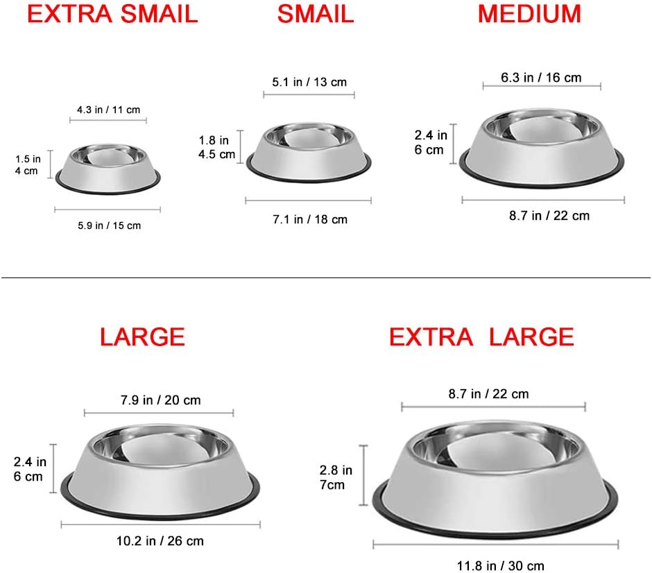 Stainless Steel Dog Bowls, 6 Cup/48oz Cat Bowl Water and Food with Rubber Base, Pet Bowls for Large Dogs and Pets, 2Pack