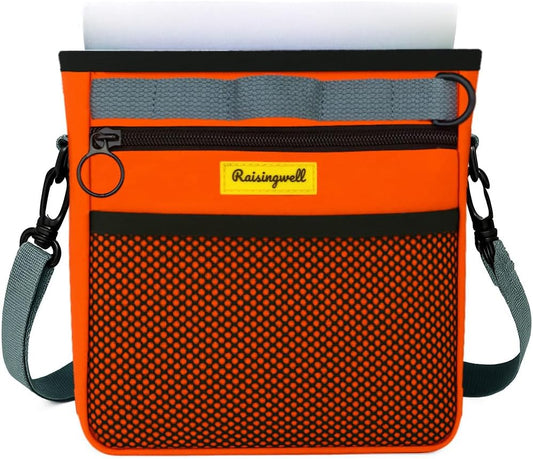 Dog Treat Pouch with Magnetic Closure 4-Cup Silicone Bag Fanny Pack Holder with Clicker 4 Ways to Wear Front Pocket Fits All Phones Ideal for Leash, Pet Walking and Training(Orange)