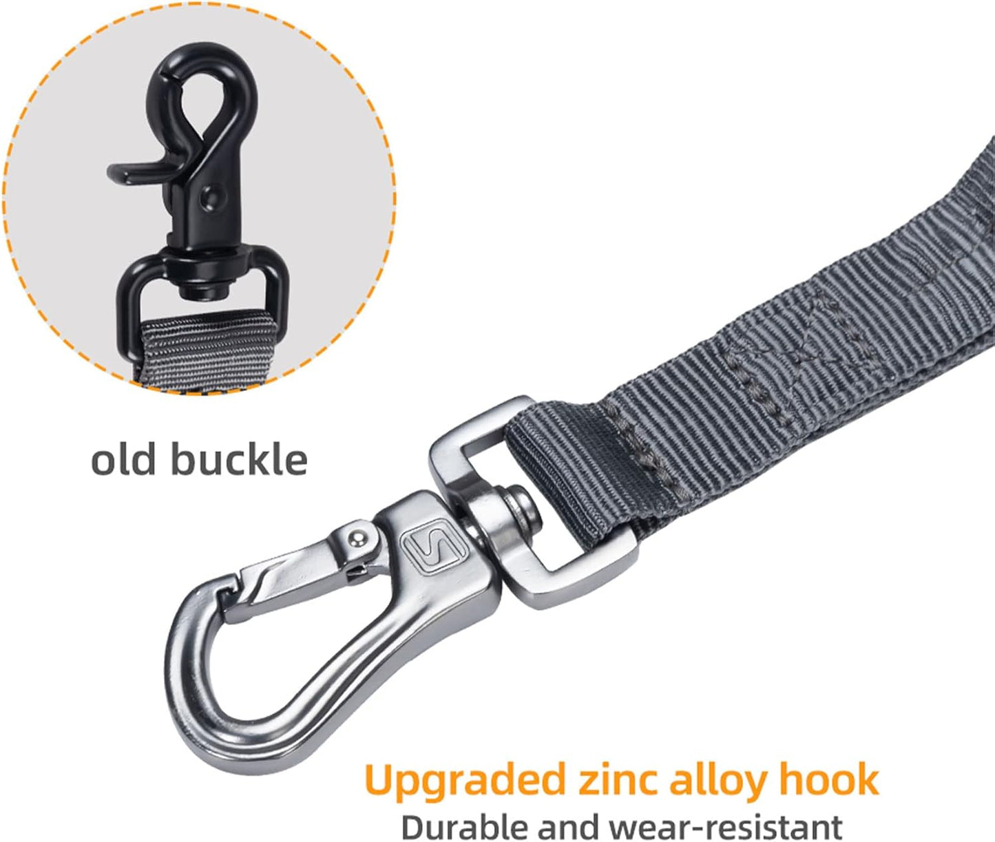 EXCELLENT ELITE SPANKER Tactical Bungee Dog Leash Military Adjustable Dog Leash Quick Release Elastic Leads Rope with 2 Control Handle(Grey