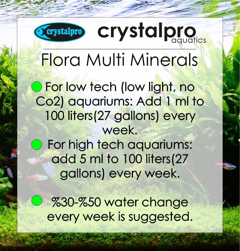 Flora Multi Minerals Aquarium Plant Fertilizer - All in One Aquarium Fertilizer for Fast Growing Healthy Plants - Plant Food for Root and Leaf Development (16.9 Fl Oz)