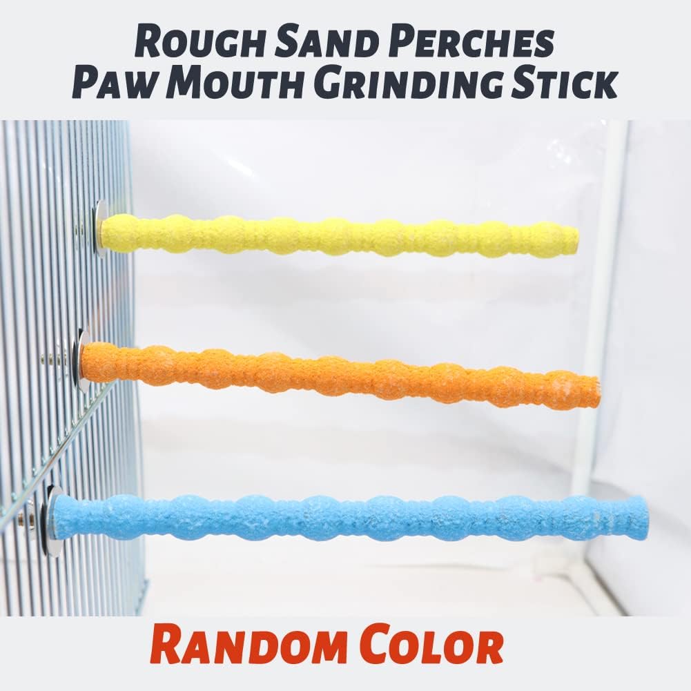 Litewoo Bird Perch Paw Beak Grinding Stick Grit Stand for Parrot Budgies Parakeet Cockatiels Conure Finch Random Color(9.84inch/25cm)