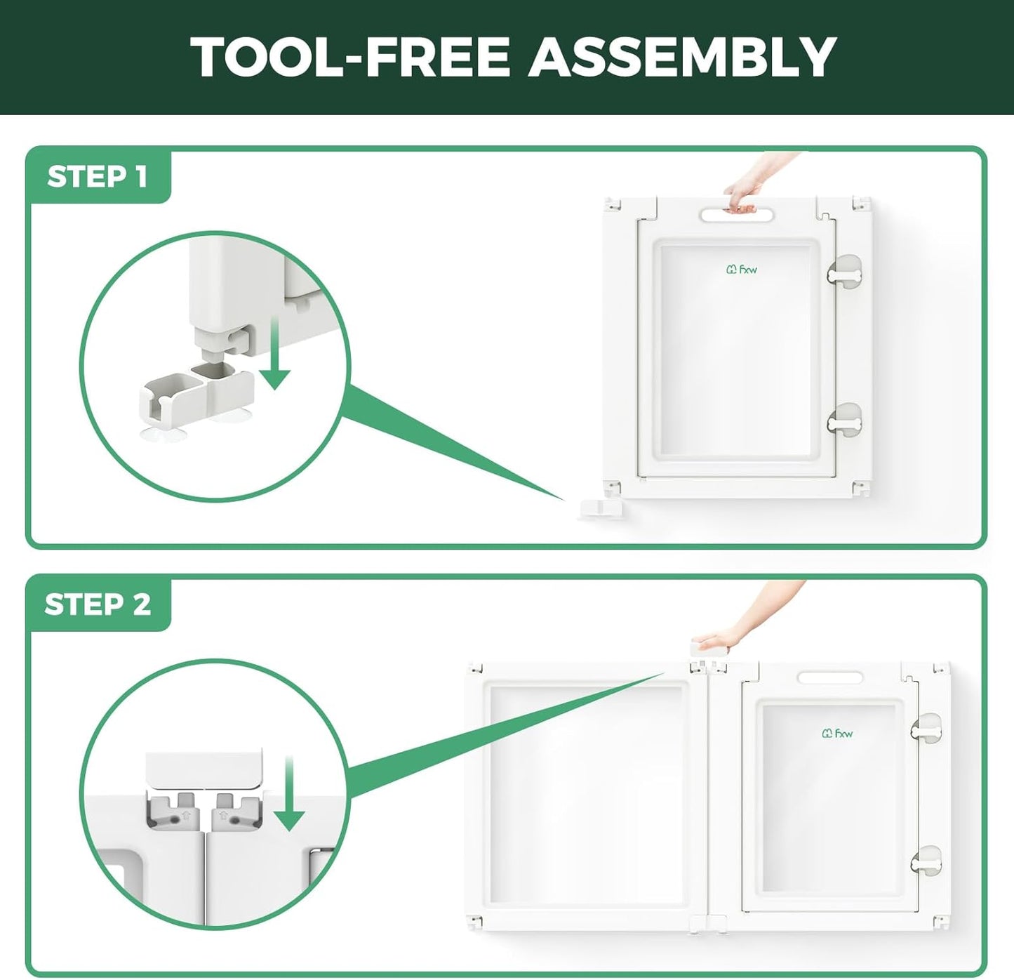 FXW AuraSpace Acrylic Indoor Unleashed Dog Playpen for Puppies and Small Dogs, 24 Inch, 8 Panels, White
