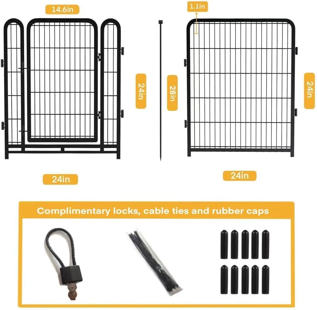 Dog Playpen 24 inch(H) 8 Panels Dog Fence Outdoor for Yard. Wide Door Low Threshold,Metal Dog Pen Heavy Duty Pet Puppy Exercise Pen for Rv Camping Garden Yard, Total 15.7 Ft(L)