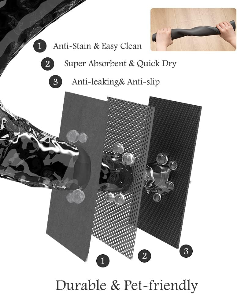 Pet Feeding Mat-Absorbent Dog Mat for Food and Water Bowl-No Stains Quick Dry Water Dispenser Mat-Dog Accessories Pet Supplies-Bowl for Messy Drinkers(Darkgrey,23"x34"