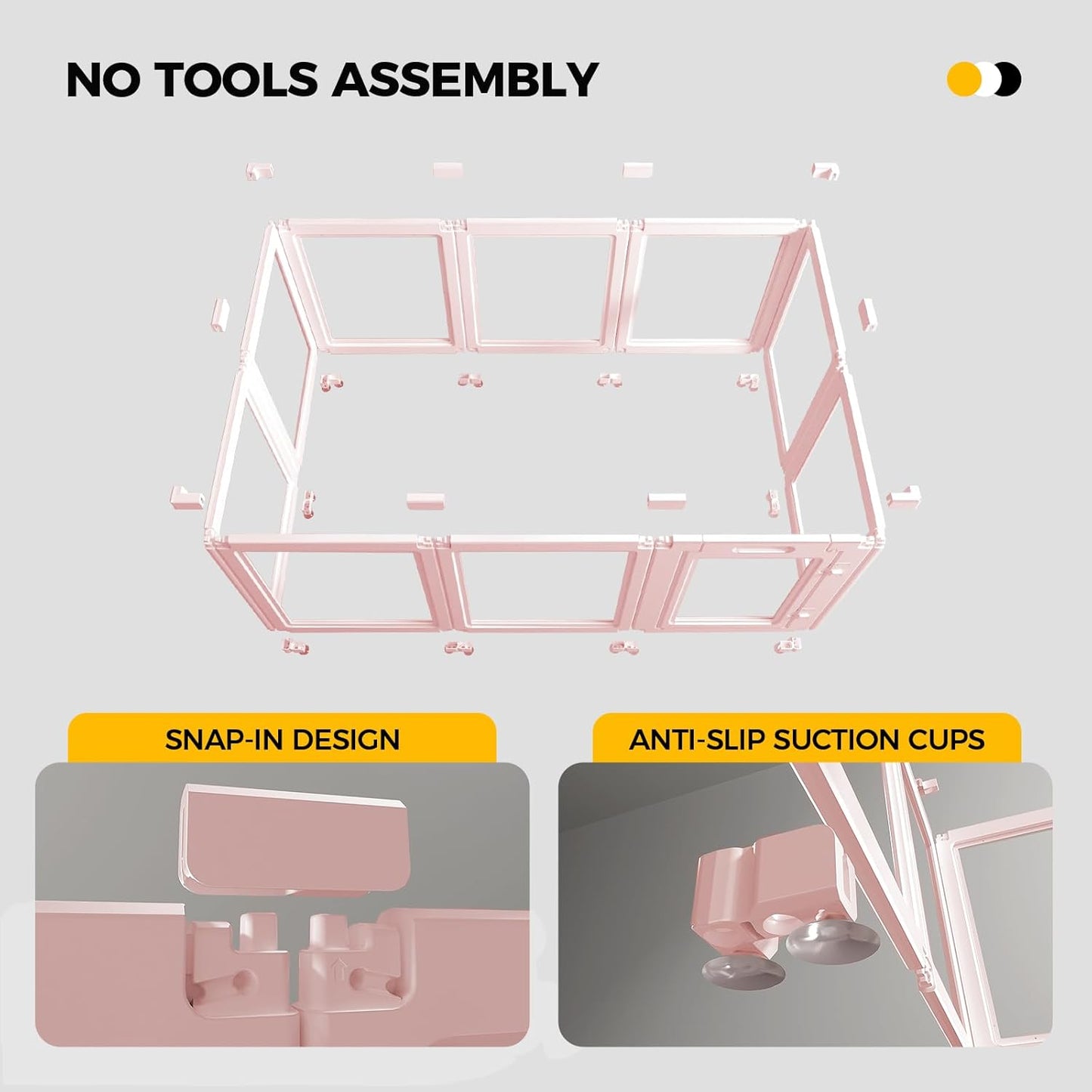 23.6“H 2PCS Extension Kit - Door+Panel, T-Buckles for Compartment, Expandable Clear Dog Play Pen Acrylic Dog Playpen Indoor,for Puppy Cat Bunny Small & Medium Dogs (Pink-23.6" H, 2PCS)
