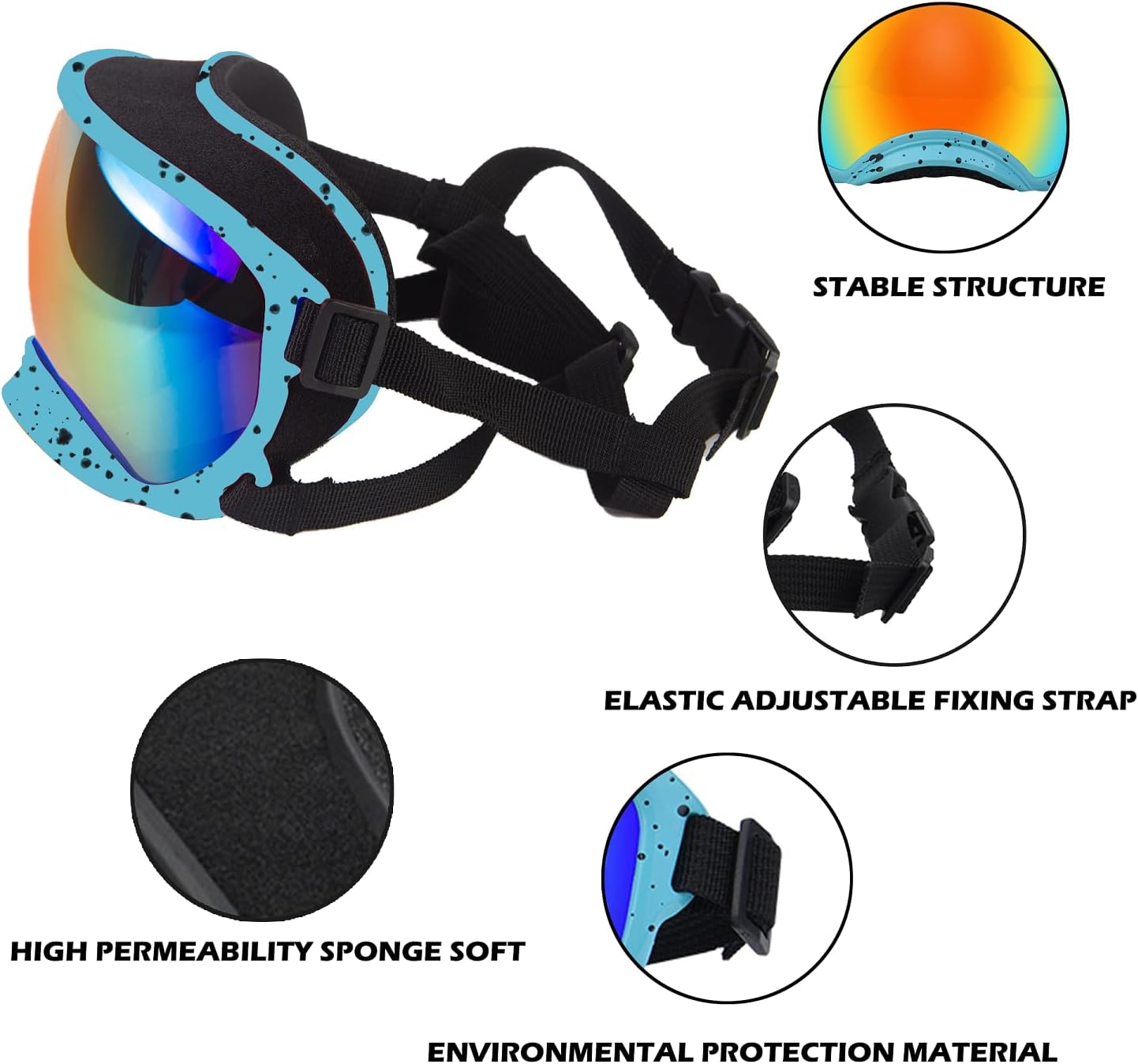 Large Dog Sunglasses with Adjustable Strap UV Protection, Winproof Dog Puppy Sunglasses, Suitable for Medium-Large Dog Pet Glasses, Dogs Eyes Protection,Soft Dog Goggles