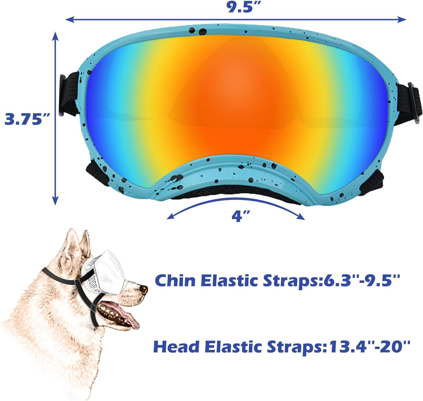 Large Dog Sunglasses with Adjustable Strap UV Protection, Winproof Dog Puppy Sunglasses, Suitable for Medium-Large Dog Pet Glasses, Dogs Eyes Protection,Soft Dog Goggles