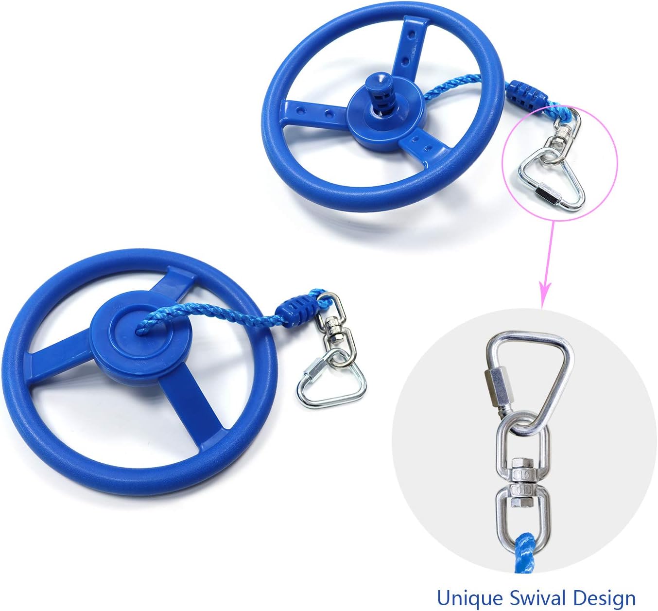 Rainbow Craft 3-Pack Ninja Monkey Wheels,Obstacle Course & Swing Set Attachments for Kids ,Outdoor Backyard Playground Accessory,Red, Blue & Yellow