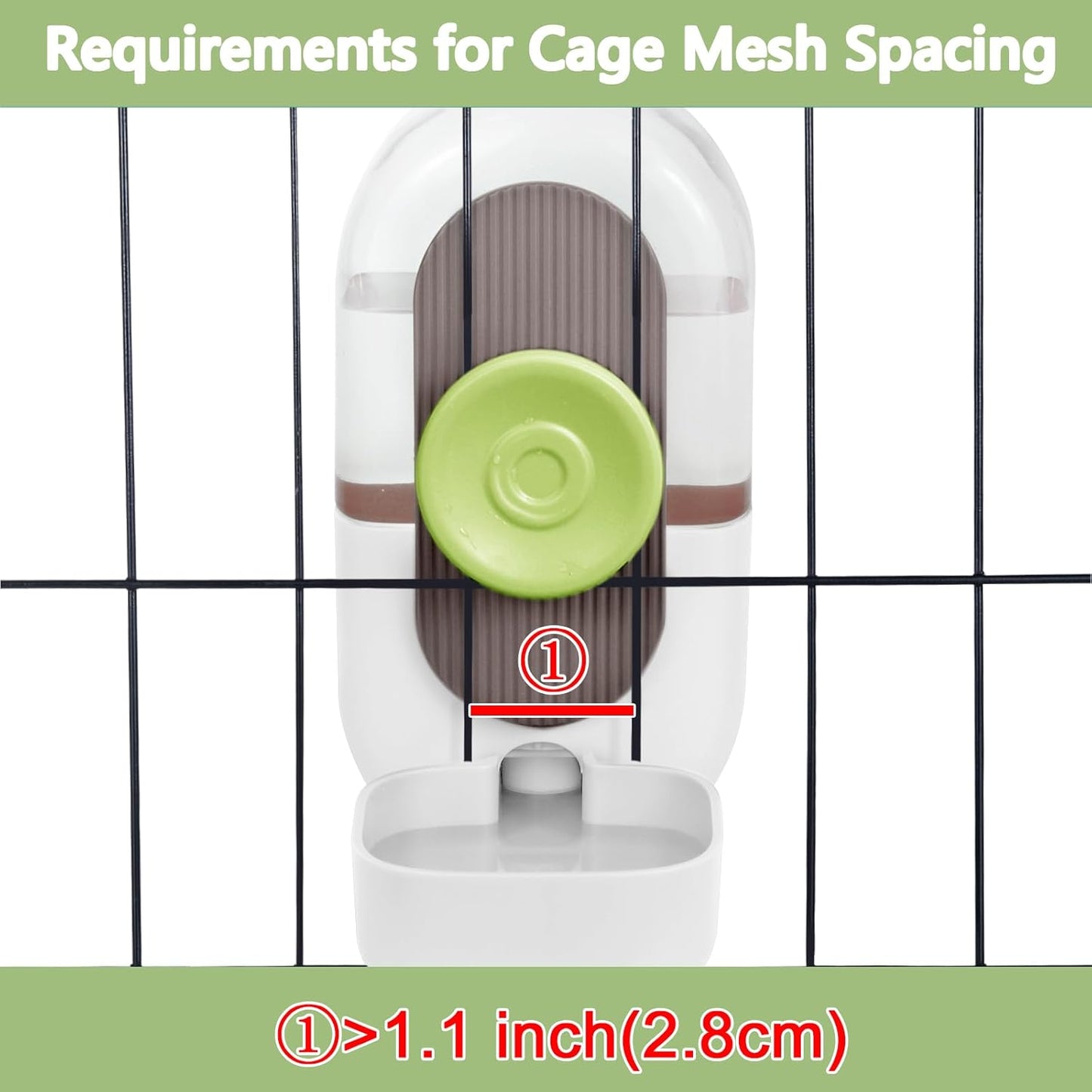 28oz Hanging Automatic Water Dispenser,Rabbit Water Bottle,Bunny Guinea Pig Ferret Water Bowl for Cage,Suitable for Small Animal Puppies(Cage Grid Spacing Over 1.2'')