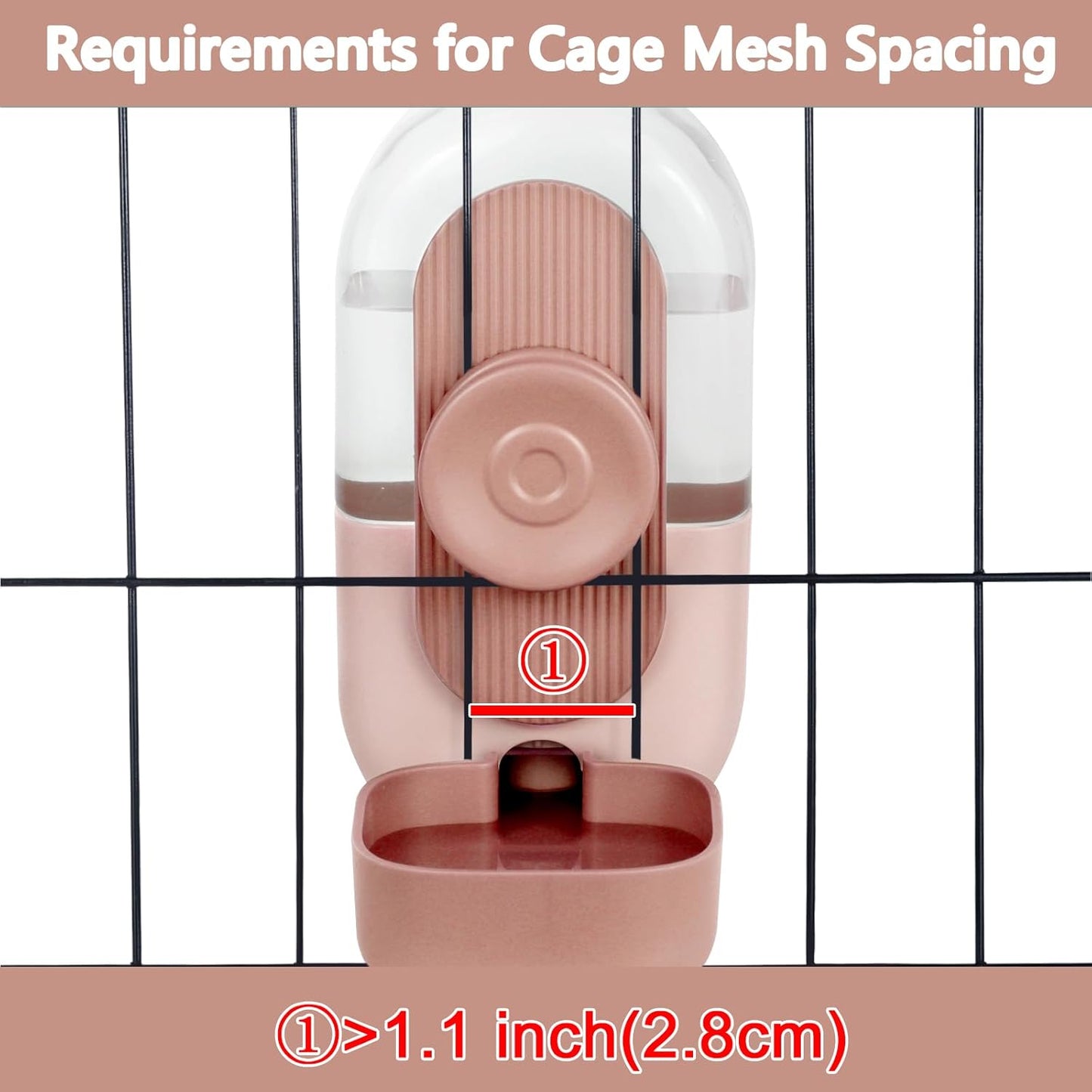 28oz Hanging Automatic Water Dispenser,Rabbit Water Bottle,Bunny Guinea Pig Ferret Water Bowl for Cage,Suitable for Small Animal Puppies(Cage Grid Spacing Over 1.2'')