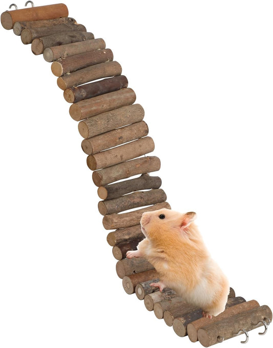 SIMENA Wooden Hamster Suspension Bridge Toy, Hamster Fencing, Natural Climbing Ladder for Dwarf Hamsters, Syrian Hamsters, Mice, Gerbils & Small Pets (Natural, 19.7")