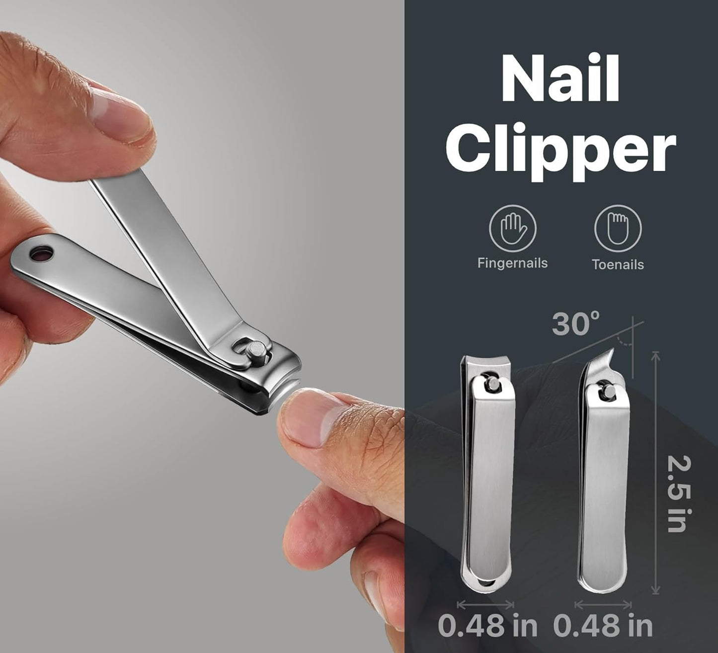 Konovo 5-Piece Nail Clippers Set,Stainless Steel Manicure Kit, Nail Grooming Travel Kit, Ail Clippers for Men, Toenail Clippers or Nail Cutter, Fingernail Clippers For Women, Manicure and Pedicure Kit