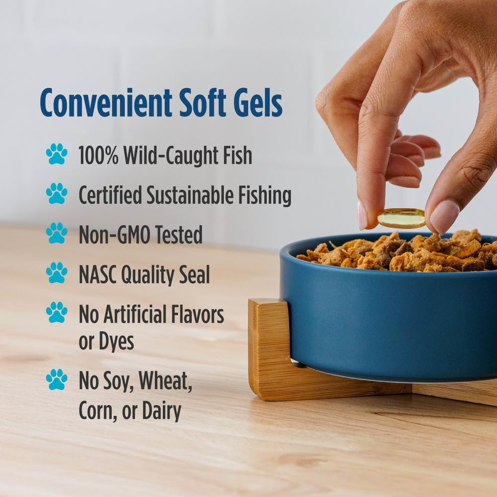 Nordic Naturals Omega-3 Pet, Unflavored - 120 Soft Gels - 330 mg Omega-3 Per Soft Gel - Fish Oil for Dogs with EPA & DHA - Promotes Heart, Skin, Coat, & Immune Health