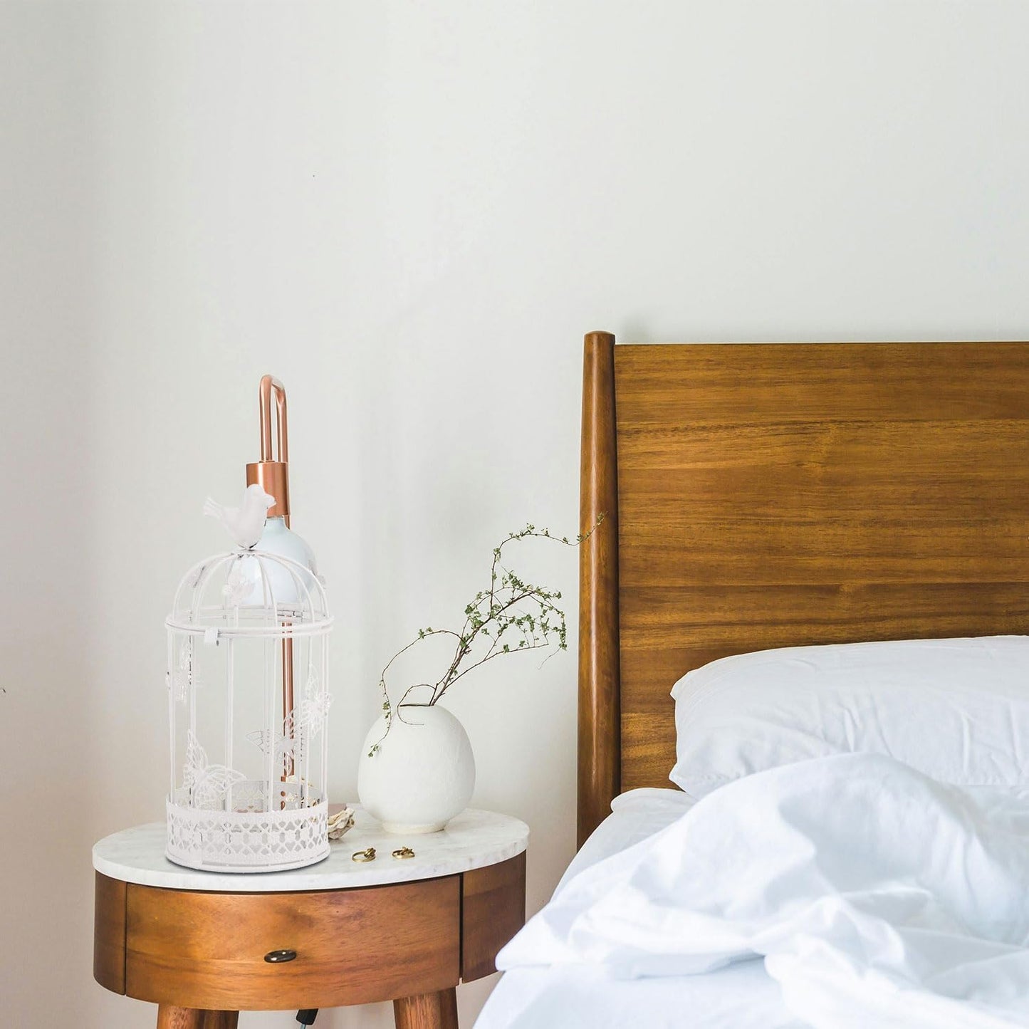 Vintage Decorative Bird Cage,Metal White Bird Cage Decor for Candelabros para Centros De Mesa & Lanterns Decorative Indoor Suitable Wedding Party, Dining Table,Fireplace Metal Lantern&Bird Cage Decor