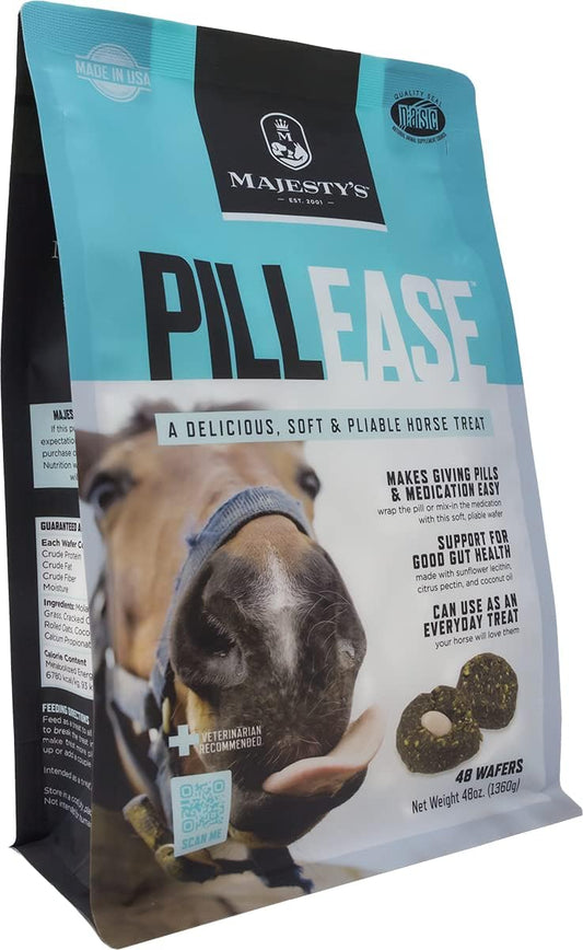 Majesty's PillEase Horse Treats | A Delicious Soft and Pliable No Bake Cookie Horse Treat | Makes Giving Pills & Medication Easy | Made in The USA - 48 Wafers