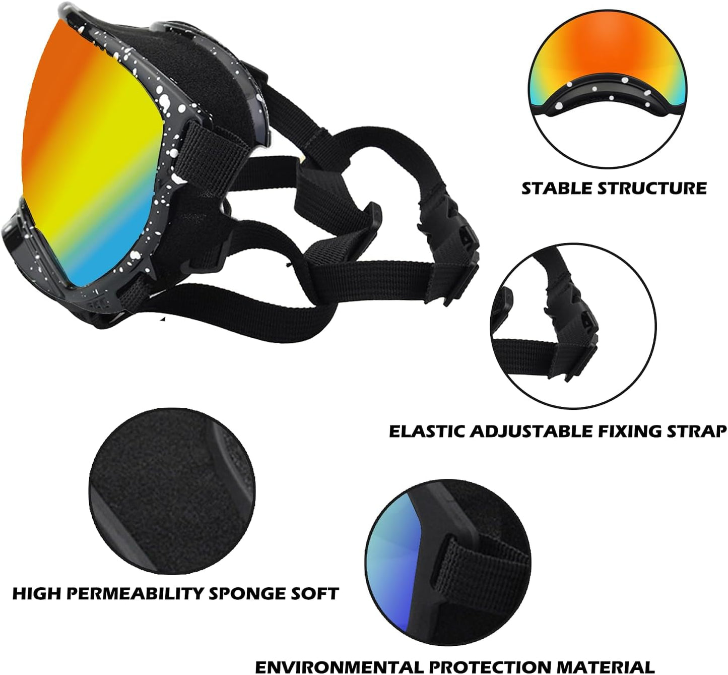 Large Dog Sunglasses with Adjustable Strap UV Protection, Winproof Dog Puppy Sunglasses, Suitable for Medium-Large Dog Pet Glasses, Dogs Eyes Protection,Soft Dog Goggles