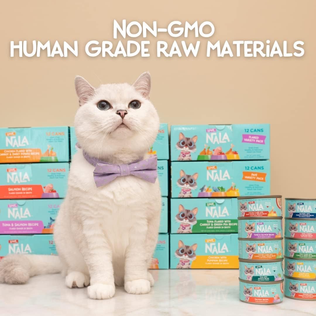 LOVE, NALA Grain-Free Wet Cat Food Pâté – 24 Pack – Natural Chicken & Fish Variety in Broth – Premium Whole Meat - Grain Free - Non GMO - Wet Food for Adult Cats