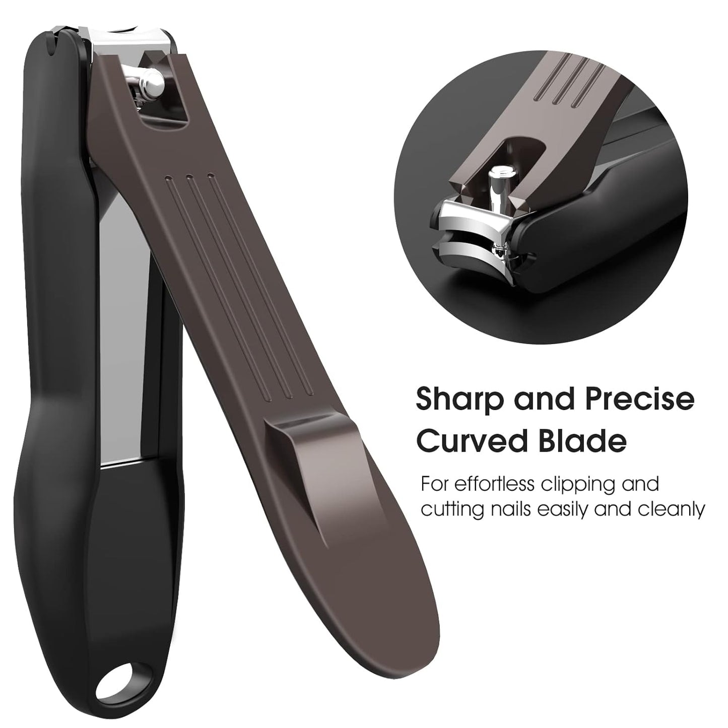 GLAMFIELDS Nail Clipper with Catcher, No Splash Fingernail Toenail Clipper Stainless Steel Nail Cutter Nail Trimmer, Good Gift for Men and Women MF-Large/Small (2Pack)
