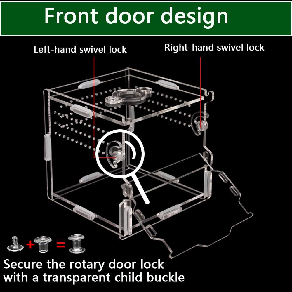 Reptile Terrarium,Tarantula Enclosure,Jumping Spider Enclosure for Tarantula Scorpion Sling Isopods Snail Reptile Invertebrates Accessories(4" X4 X4 )