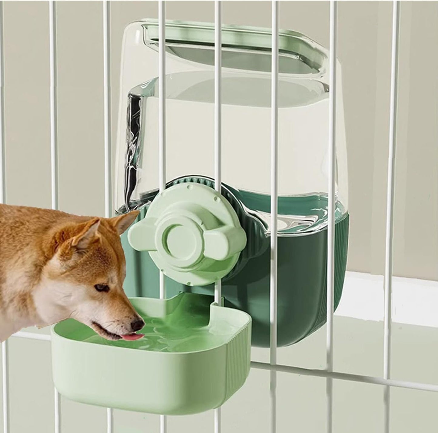 Pet Hanging Automatic Feeders Drinking Bowls,Gravity Rabbit Feeder and Water Set,Cage Cat Food Bowl Feeding Station for Puppy Kitten Chinchilla Hedgehog Guinea Pig Ferret (Green-Water)