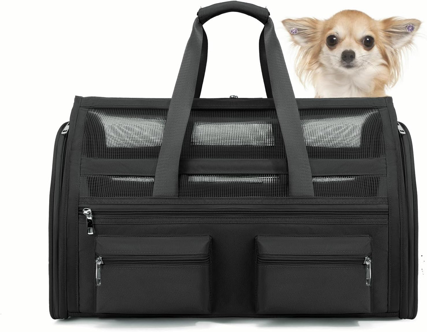 Cat Carrier Bag,Soft Sided Ventilated Pet Carrier for Small Dog Airline Approved Travel Puppy Carrier with Breathable Mesh, Foldable Portable for Outdoor Car