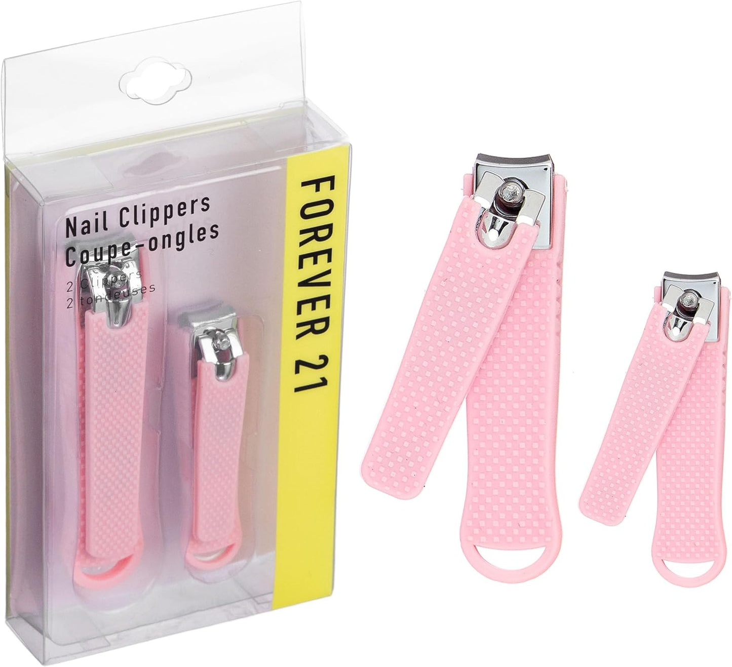 Nail Clippers Set - 2pc Soft Touch Pink Nail Clipper Value Pack, Big & Small Precision Nail Clippers Pack, Essential Manicure & Pedicure Tools